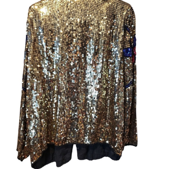 Jean by Joseph Le Bon Vintage Gold Sequin Party Jacket with Floral Design - Picture 2 of 6